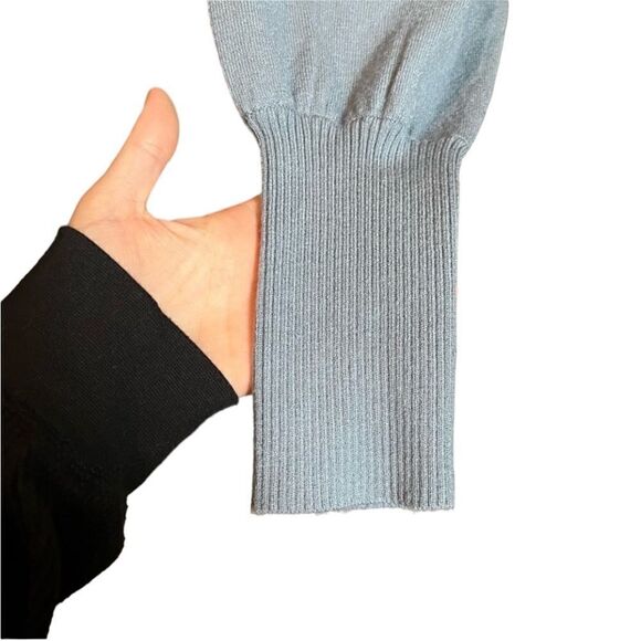 3 for $30! Express grey blue knit sweater. Size small - Picture 7 of 11